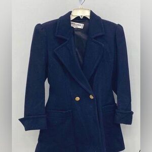 Saint Laurent Elegant Navy Double-Breasted Women's Coat